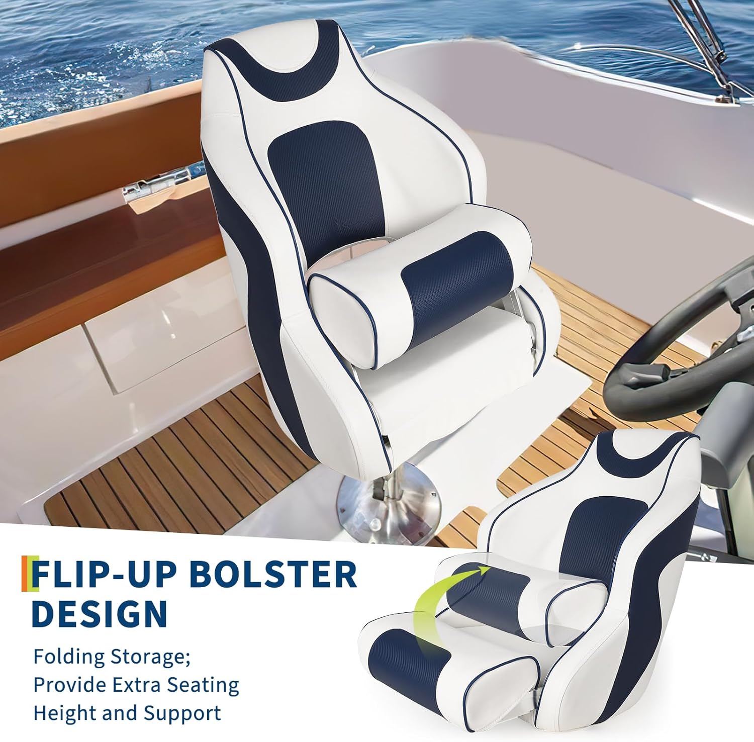 High Back Boat Seat with Flip- - Fishing Boat Aluminum avis et prix