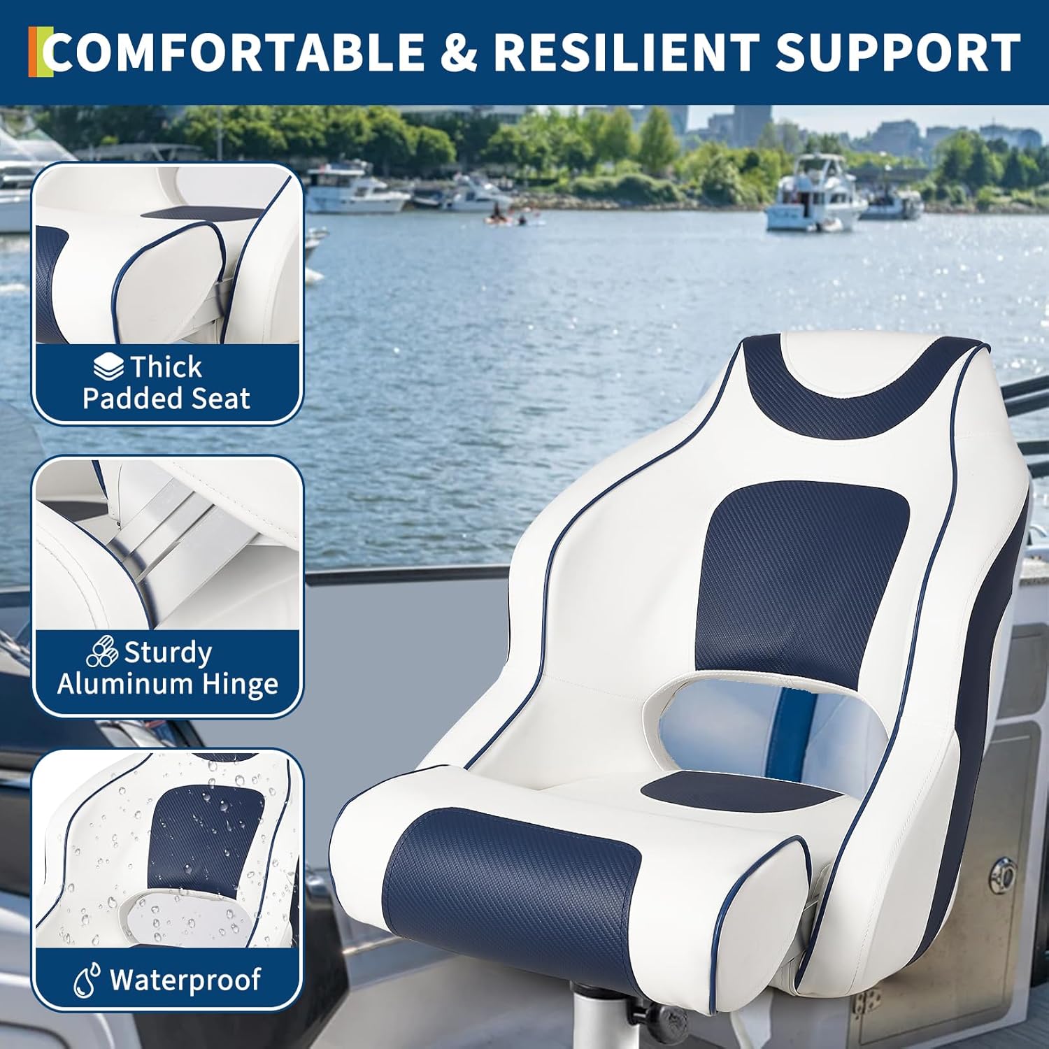 High Back Boat Seat with Flip- - Fishing Boat Aluminum avis et prix