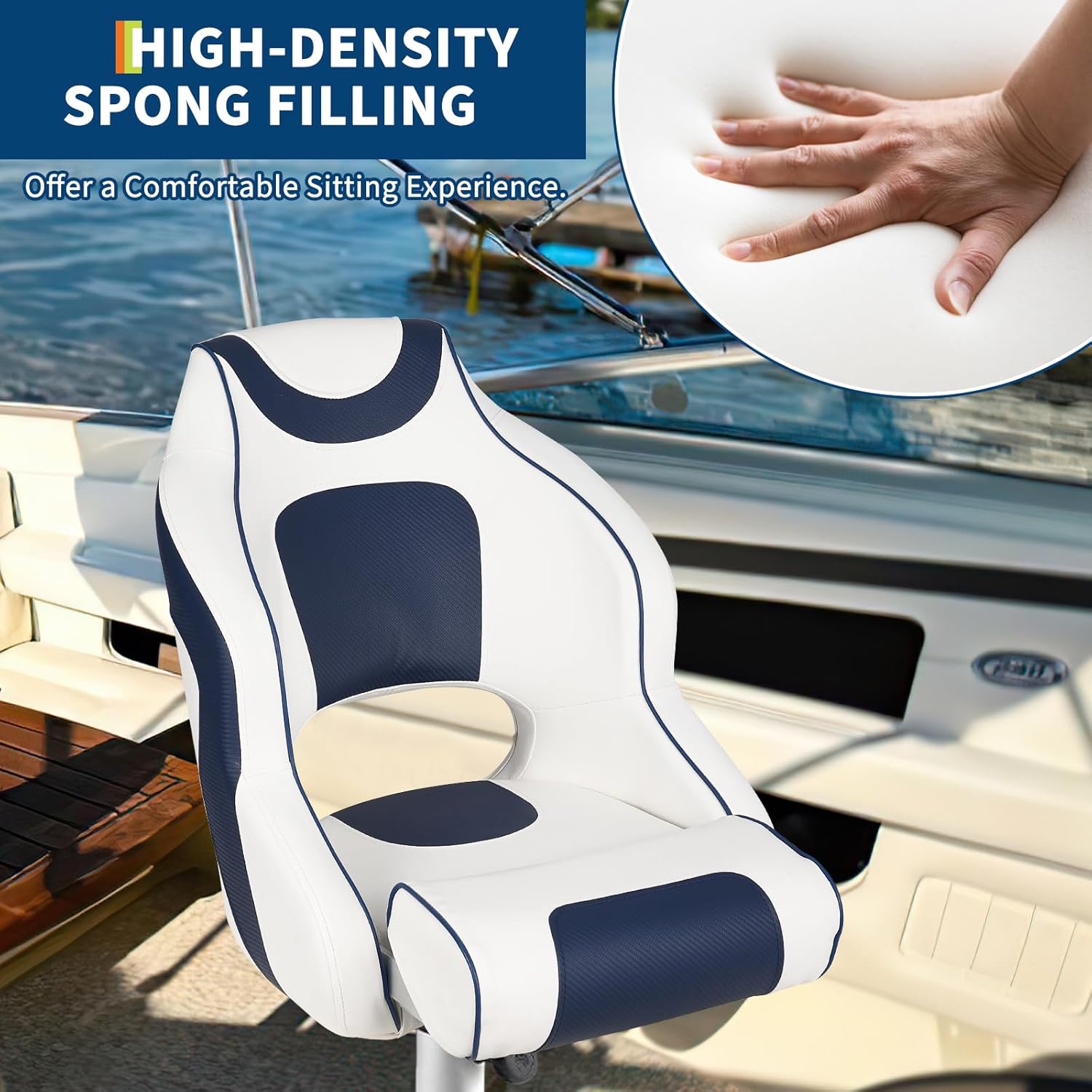 High Back Boat Seat with Flip- - Fishing Boat Aluminum avis et prix