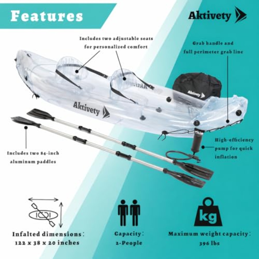 Clear Kayak for Two Adults - T - Fishing Boat Paddle avis et prix