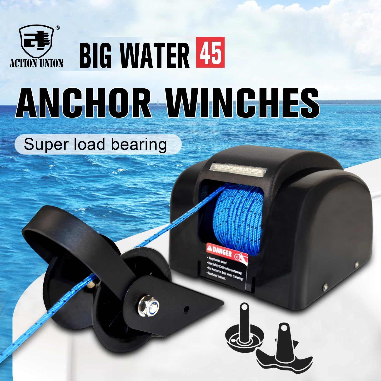 Electric anchor winch 12V, sui - Fishing Boat Steering Wheel avis et prix