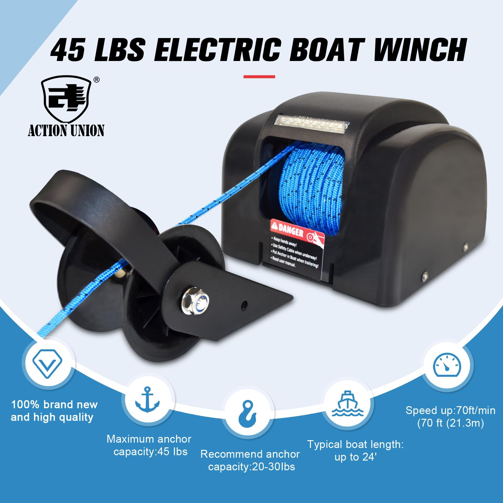 Electric anchor winch 12V, sui - Fishing Boat Steering Wheel avis et prix