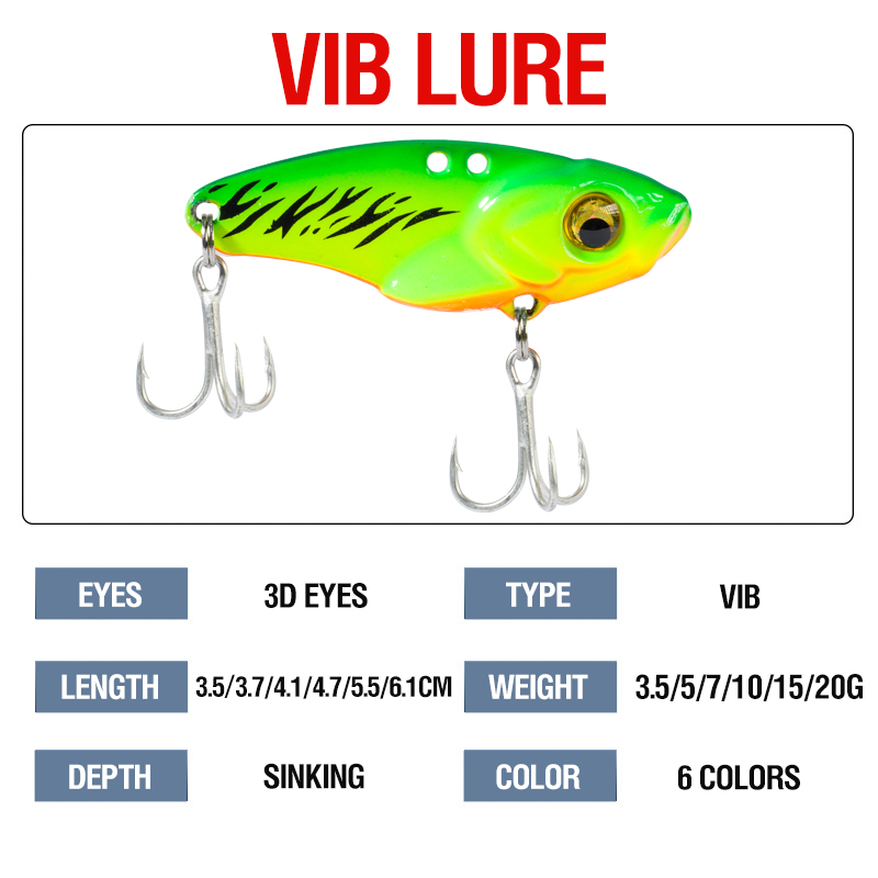 6PCS Metal VIB Lure 5g 7g 10g  - Fishing Lure Spoon のレビューと価格