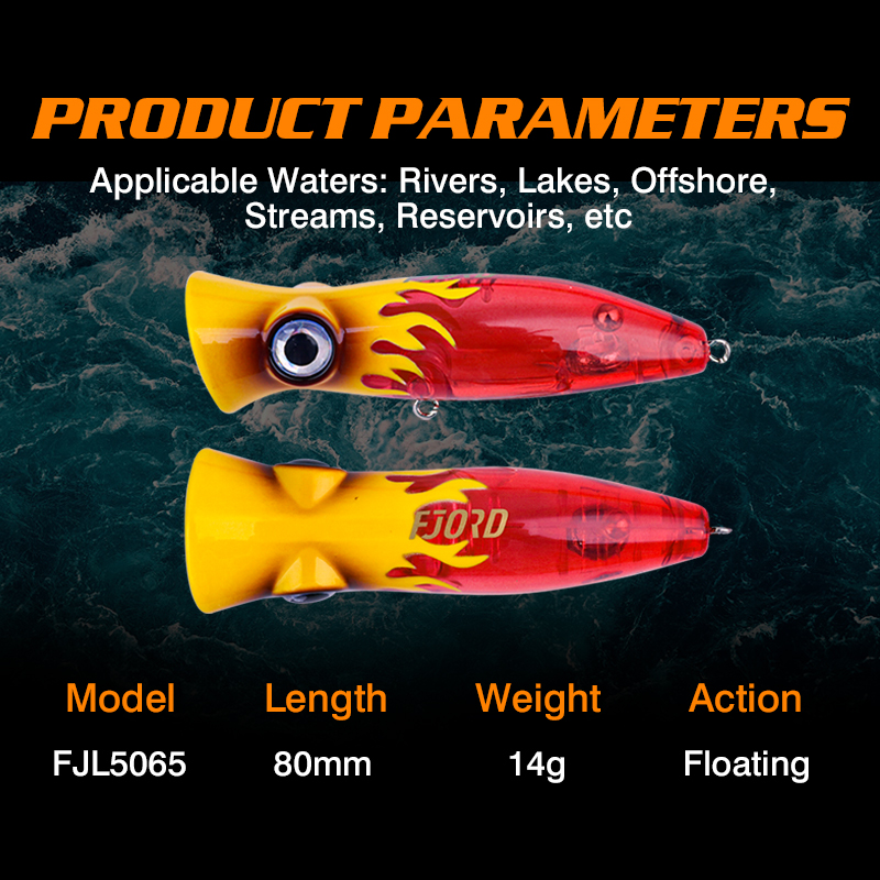 FJORD 80mm 14g Popper Glow Fis - Fishing Lure Popper のレビューと価格