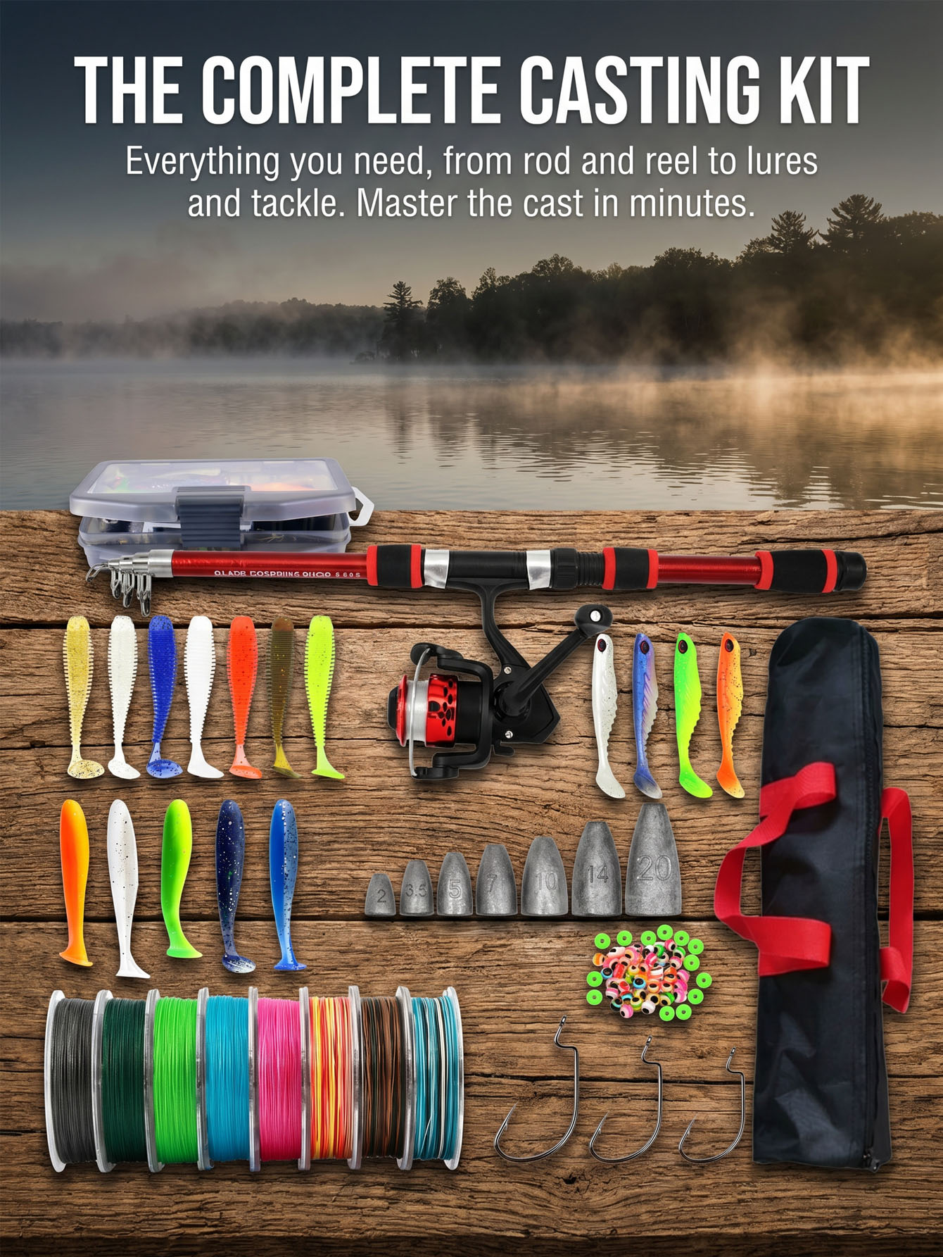 Fishing Rod Reel Combos Collap - Fishing Lure Spinner のレビューと価格