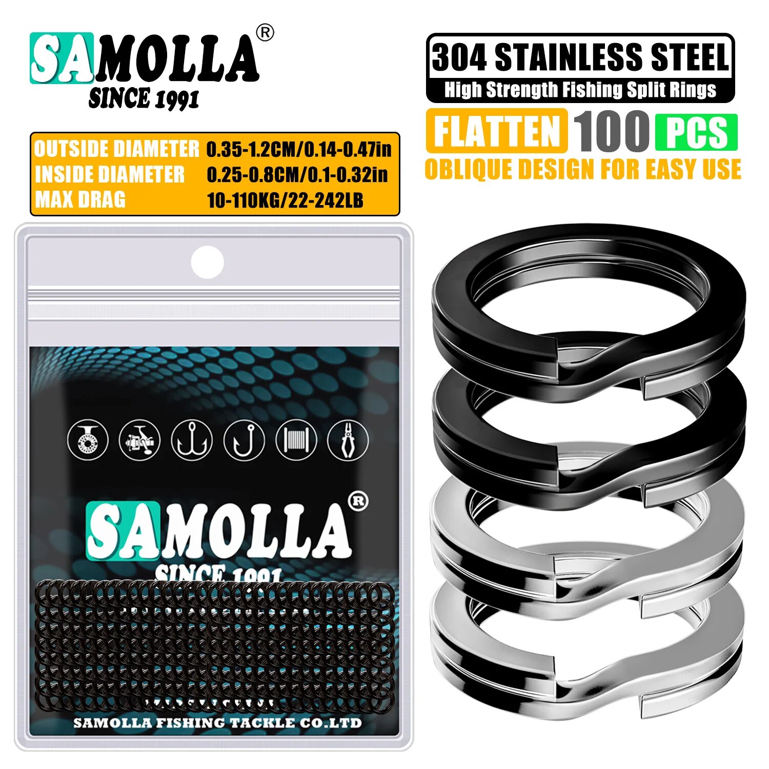 100pcs Fishing Split Rings Sta - Fishing Lure Making Kit のレビューと価格