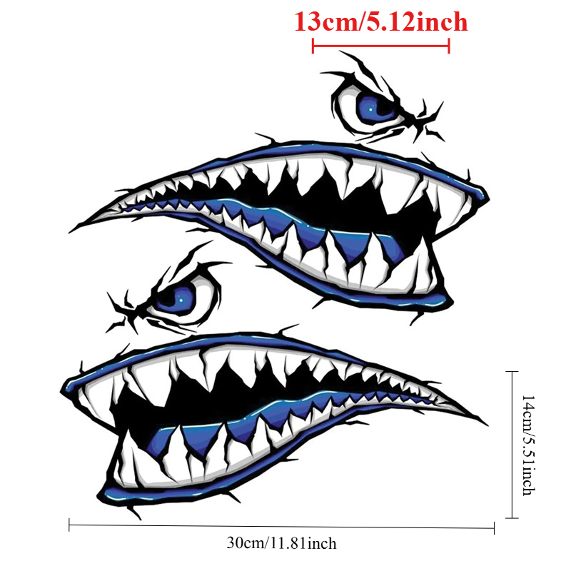 2PCS Shark Teeth Mouth Boat St - Fishing Boat Trailer avis et prix